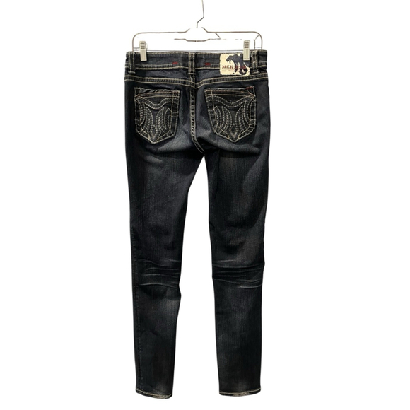 MEK Denim Darjeeling Cigarette Embroidered Studded Denim Jeans Size 28 Low Rise - Picture 6 of 7